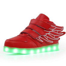 (26, A02) Led Light Up Hi-top Shoes With Wing Usb Rechargeable Flashing Sneakers For Toddlers Kids Boys Girls