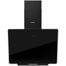 60cm Angled Cooker Hood ANGJ64B-60 Tempered Glass Extractor Hood with Touch Screen, LED and Recirculating & Ducting System Wall Mounted Extractor