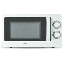 Tower T24042WHT Manual Microwave with Sleek Mirror Door, 800W, 20L, White & Chrome
