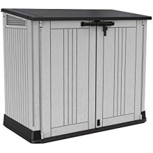 Store It Out Nova Outdoor Garden Furniture Storage Shed Light Grey with Dark Grey Lid Fade Free All Weather Resistant Safe and Secure Zero Maintenance