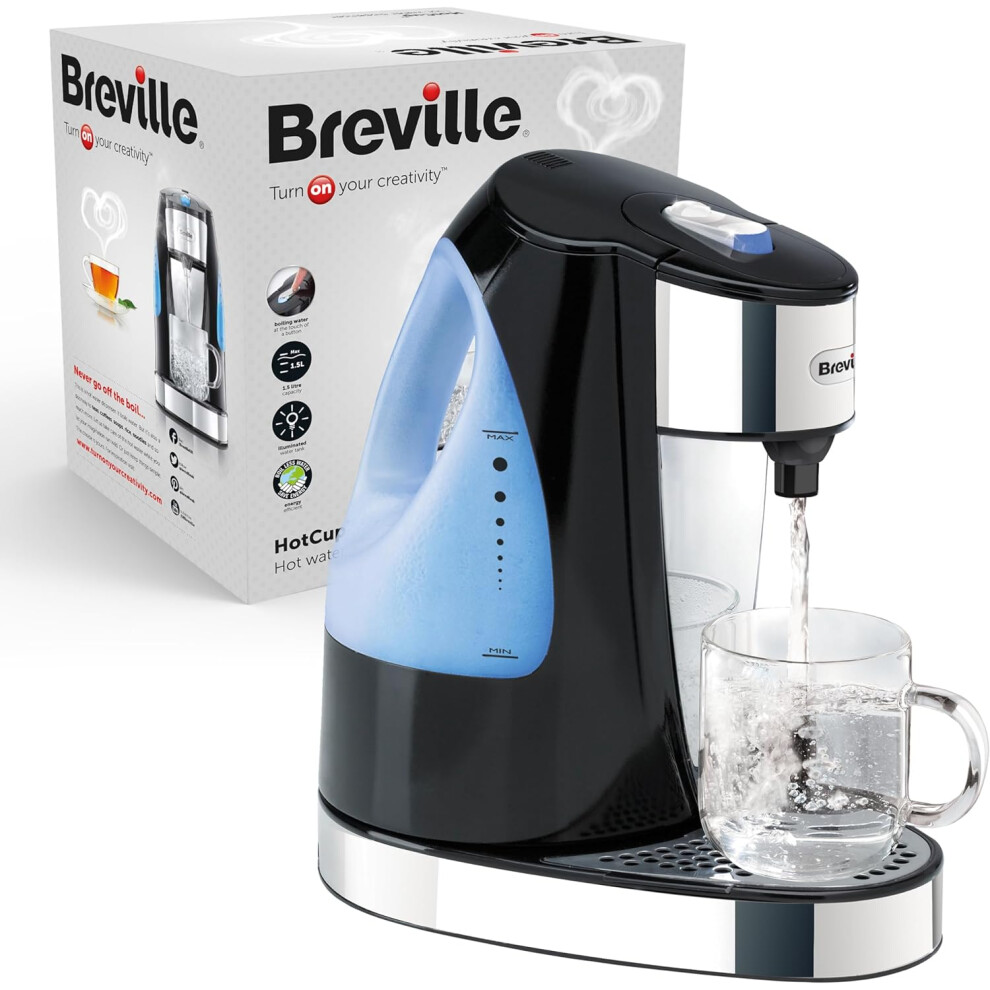 Breville HotCup Hot Water Dispenser | 3kW Fast Boil |1.5L | Energy-Efficient | Gloss Black [VKJ142]