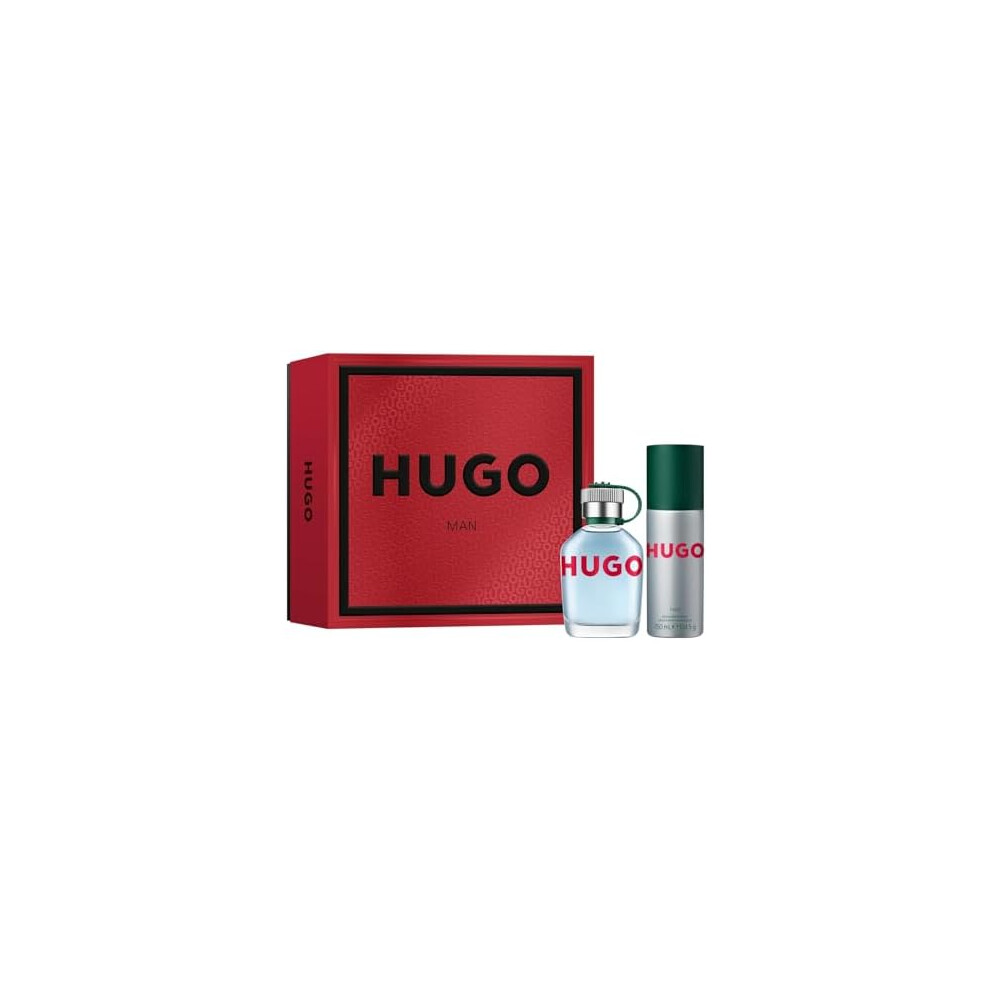 HUGO Men's 2 Piece HUGO Man Eau de Toilette Festive Giftset including an Eau de Toilette 75ml and Deodorant Spray 150ml