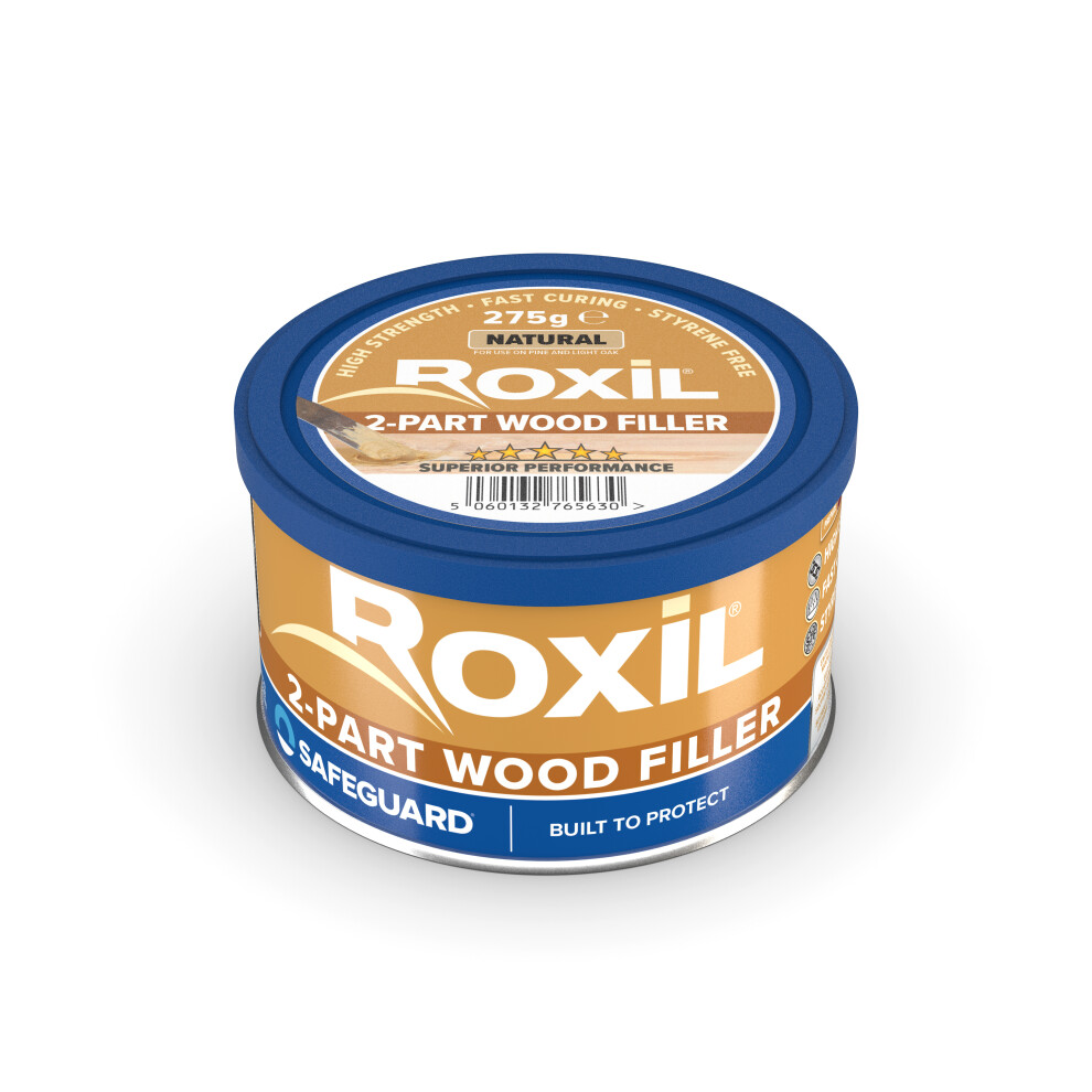 (Natural) Roxil Wood Filler - 220 cm Coverage. Premium 2-Part Repair Solution. Easy to use, Long Lasting. Stainable and Paintable