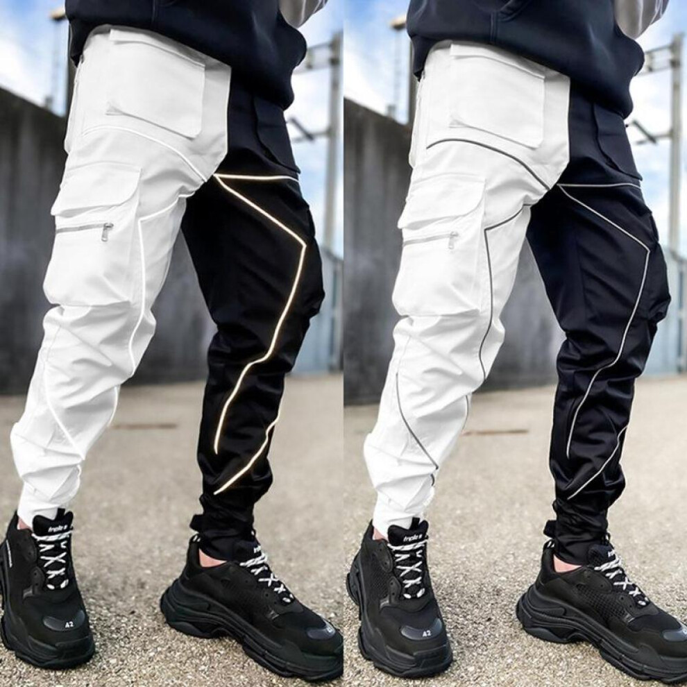 (as The picture, XXXL) Spring Men's Casual Trousers Loose Large Size Work Trousers Men's Tide Card Drawstring Leg Opening Velcro Sports Trou