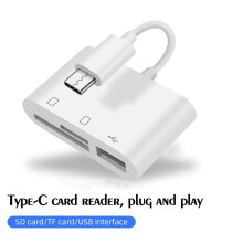 (white, 3 in 1) 3 in 1 Card Reader Type C to USB SD Micro SD TF Card Reader for iPad Laptop Memory Card Adapter USB-C Card Reader