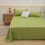 (light green, 150x230cm) Solid Color Comfortable and Skin-friendly Flat Bed Sheets Bedspread (Pillowcase Purchase Separately) 1