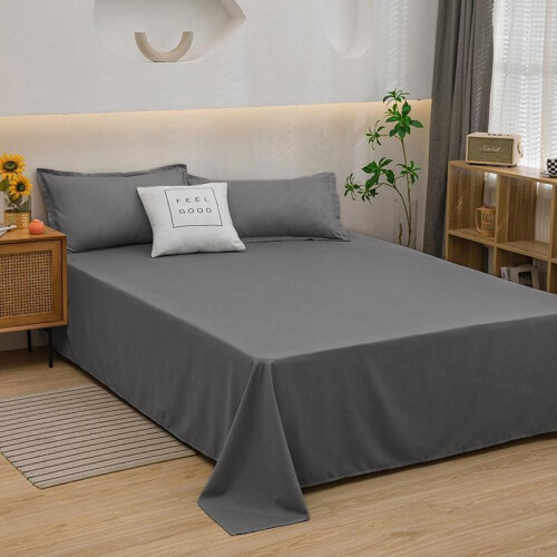 (camel, 180x230cm) Solid Color Comfortable and Skin-friendly Flat Bed Sheets Bedspread (Pillowcase Purchase Separately) 1