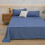 (navy blue, 180x230cm) Solid Color Comfortable and Skin-friendly Flat Bed Sheets Bedspread (Pillowcase Purchase Separately) 1