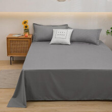 (grey, 230x250cm) Solid Color Comfortable and Skin-friendly Flat Bed Sheets Bedspread (Pillowcase Purchase Separately)
