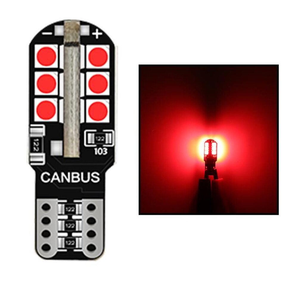 (red) 6pcs T10 Led Canbus W5w Led Bulbs Wy5w 168 194 Error Free Car Interior Lights Dome License Plate Clearance Lamp 6000k White 12v