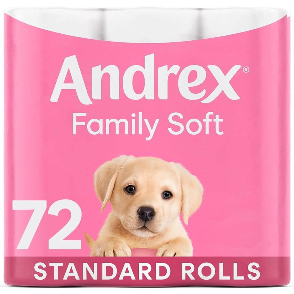 Andrex Family Soft Toilet Tissue 72 Toilet Rolls (Previously Andrex Gentle Clean Toilet Paper) Bulk Pack Of 72 Toilet Rolls, Packaging May Vary