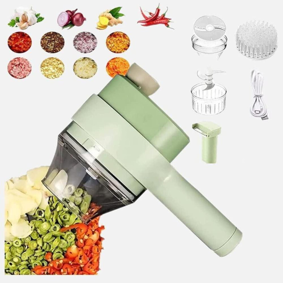 (as the picture) 4in1 Handheld Electric Vegetable Cutter Set,garlic Slicer,vegetable Chopper,onion Chopper Ginger Masher Machine Kitchen Tool