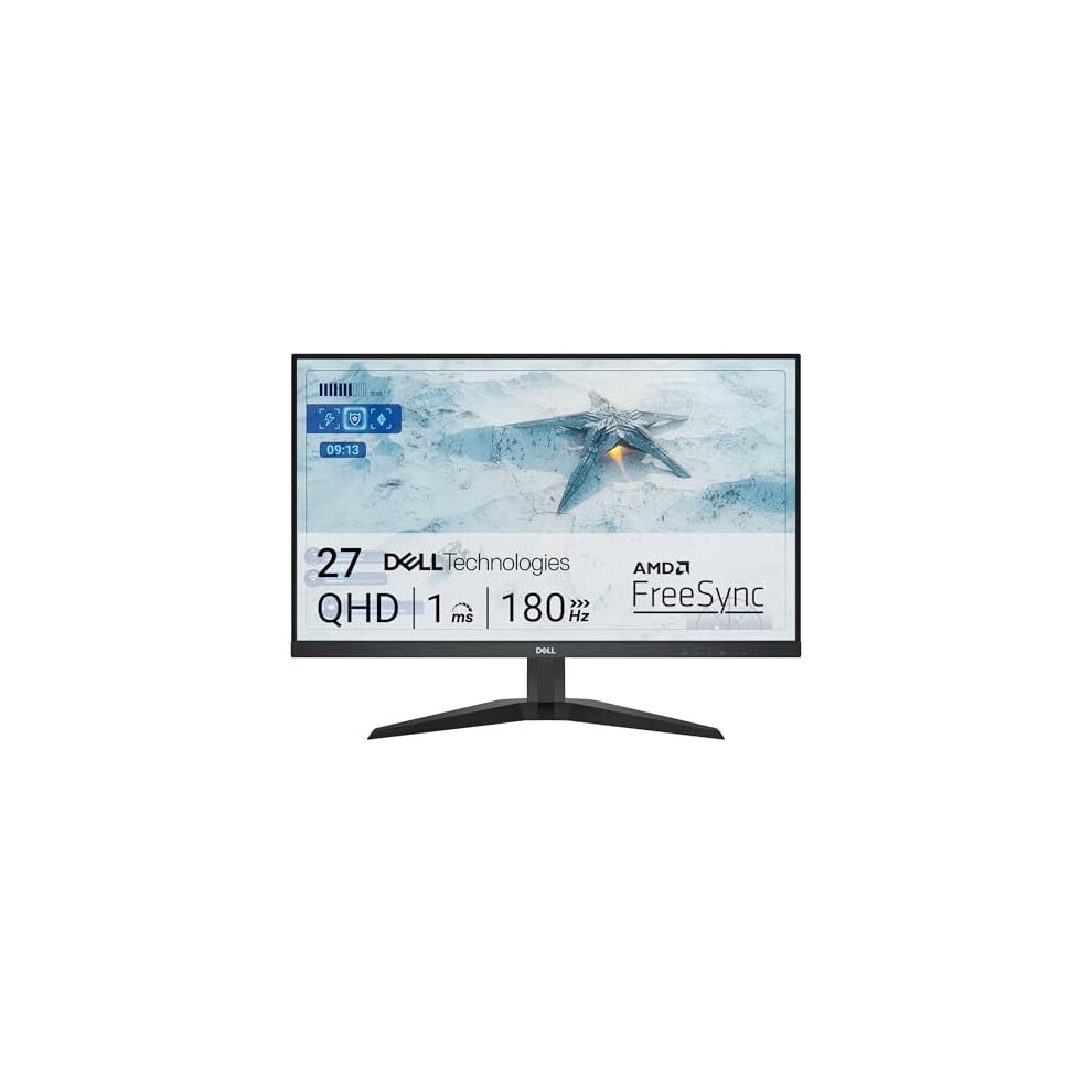 G2725D 27 Inch QHD (2560x1440) Gaming Monitor, 180Hz, IPS, 1ms, AMD FreeSync, 99% sRGB, DisplayPort, 2x HDMI, Black