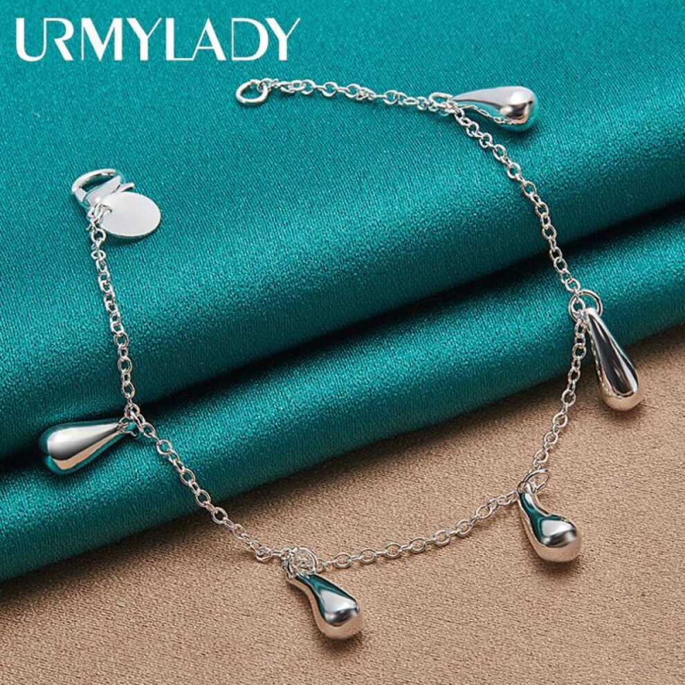 (45cm) Urmylady 925 Sterling Silver Wedding Women High-quality Classic Drop Bracelets Earrings Necklace Rings Fashion Jewelry Sets