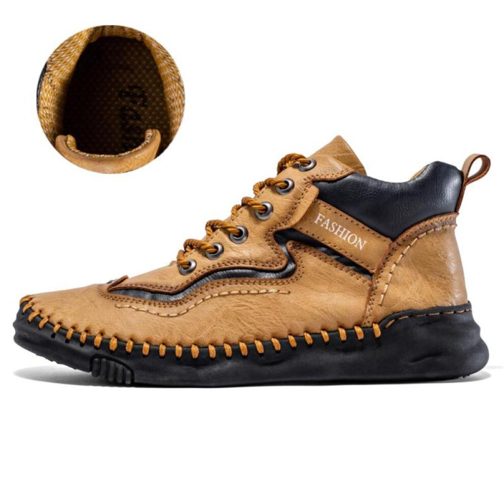 (khaki, 40) Fall and Winter Men's Boots Comfortable Men's Ankle Boots Casual Moccasins