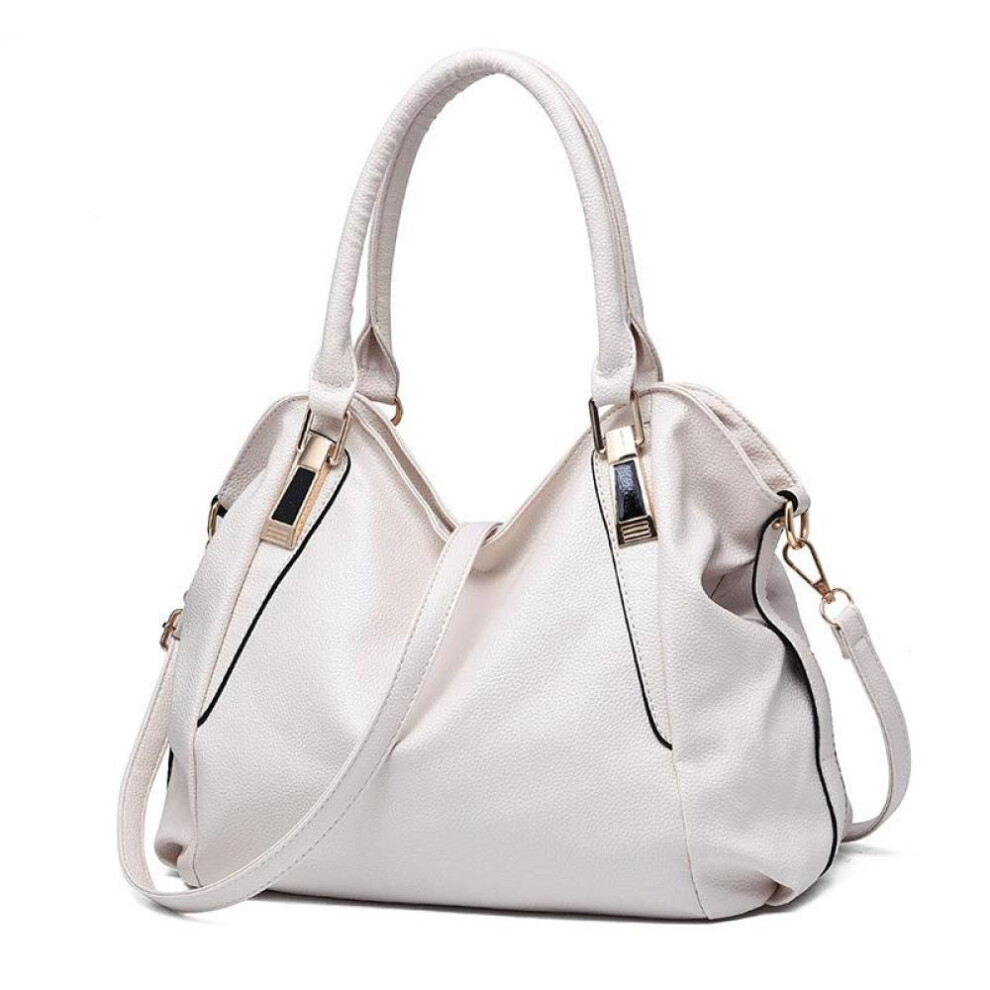 (white, 36x15x26cm) 2022 Fashionable Soft Leather Handbag Large Capacity Women's Bag Middle-aged Women's Single Shoulder Messenger Bag