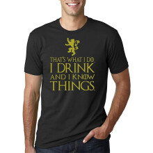 (Black, L) That's What I Do I Drink and I Know Things Men T Shirt Got Tyrion Graphic Humor Tee