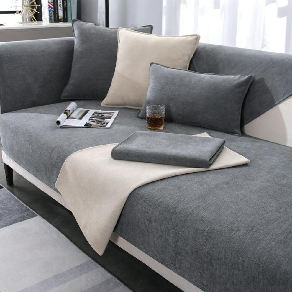 (grey, 70*150) Chenille Sofa Cushion Four Seasons Universal Simple Modern Gray Cover Cloth Non-slip Cushion Light Luxury Sofa Cover Cover Towel