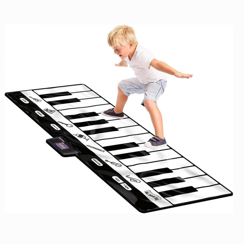 (black,white, 110x36cm) Kids Piano Mat With 24 Keys, 4 Unique Play Modes,8 Musical Instrument Sounds|music Mat Keyboard Toys|musical Toys|floor Piano