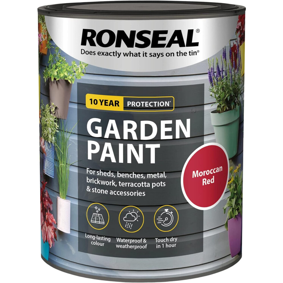 Ronseal RSLGPMR750 Garden Paint, Moroccan Red, 750 ml