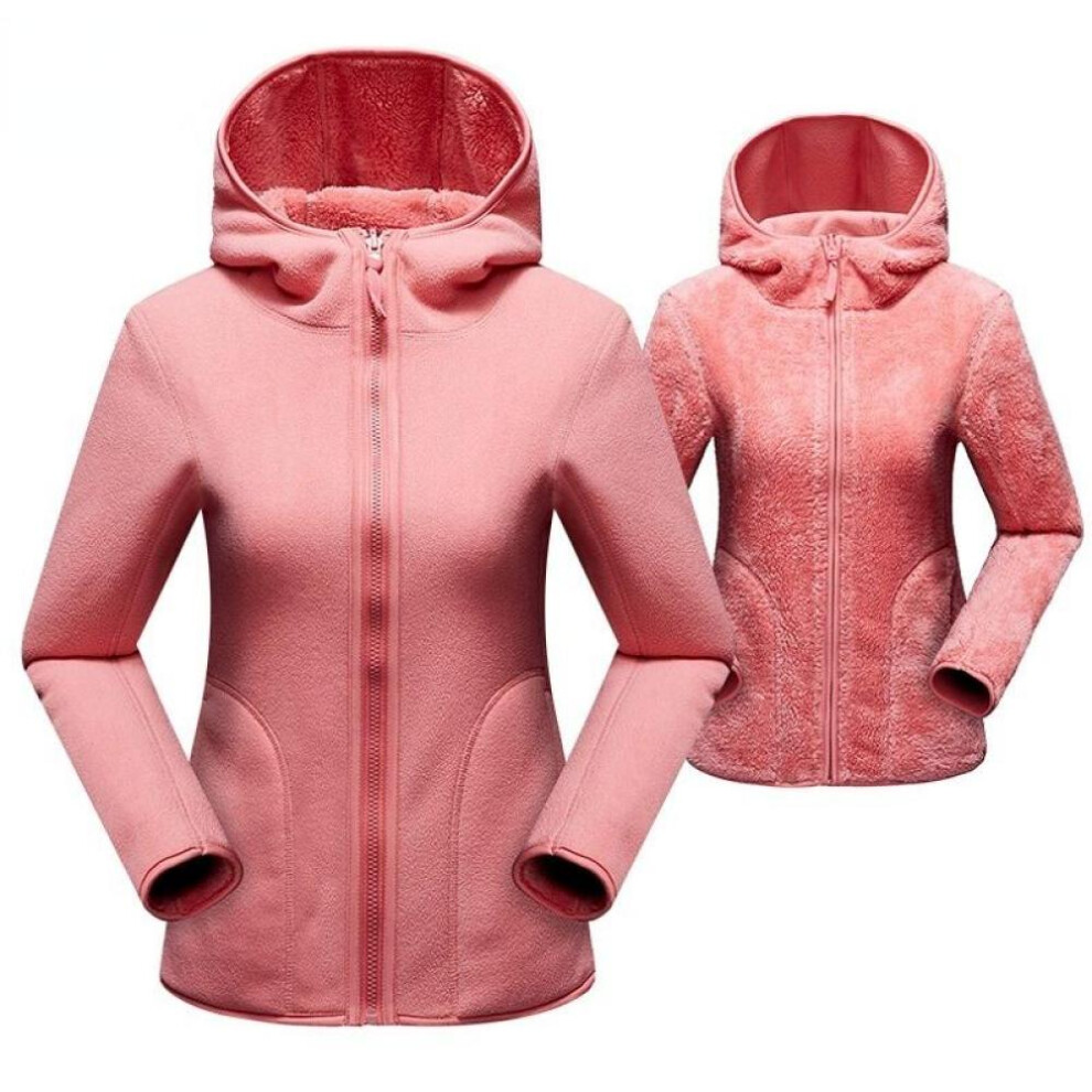 (pink, 4XL) Unisex Reversible Hoodie Women Pullover Sweatshirts Winter Warm Polar/coral Fleece Hooded Jacket Ladies Flannel Coat Hoody