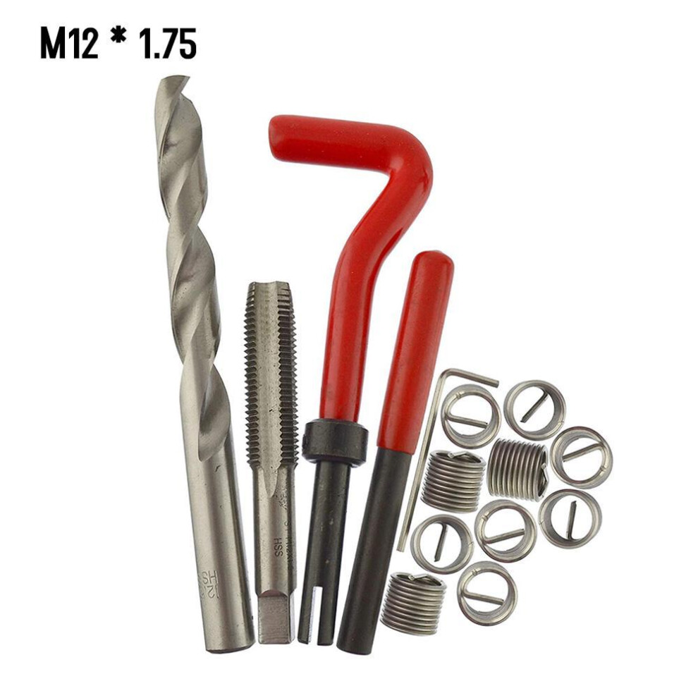 (M12-1.75) Metric Thread Repair Insert Kit M5 M6 M8 M10 M12 M14 Helicoil Car Pro Coil Tool