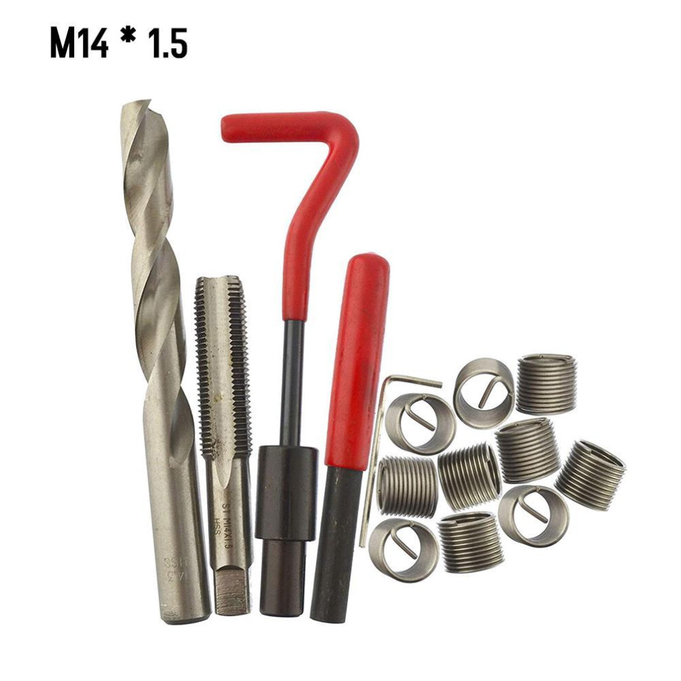 (M14-1.5) Metric Thread Repair Insert Kit M5 M6 M8 M10 M12 M14 Helicoil Car Pro Coil Tool