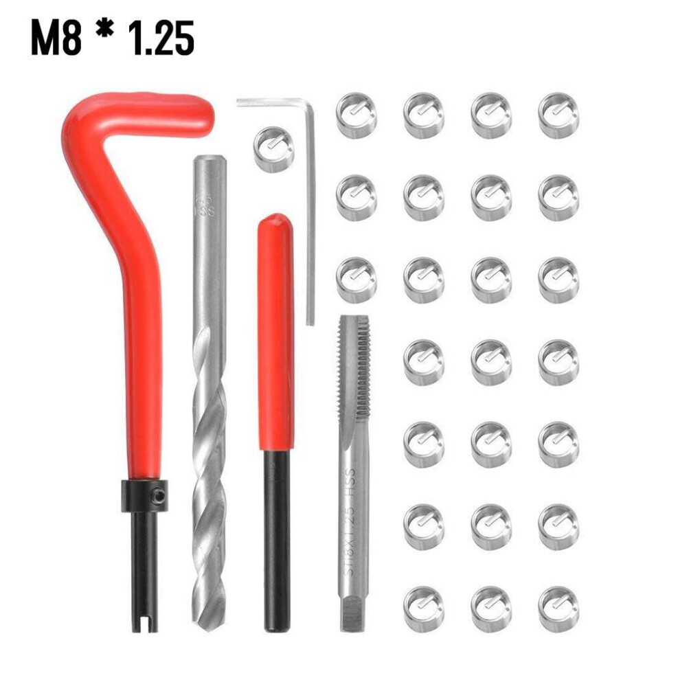 (M8-1.25) Metric Thread Repair Insert Kit M5 M6 M8 M10 M12 M14 Helicoil Car Pro Coil Tool