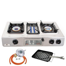 (Butane 28mbar Screw-on) Portable Gas Stove 3 Burner Grill Oven Toast G-87