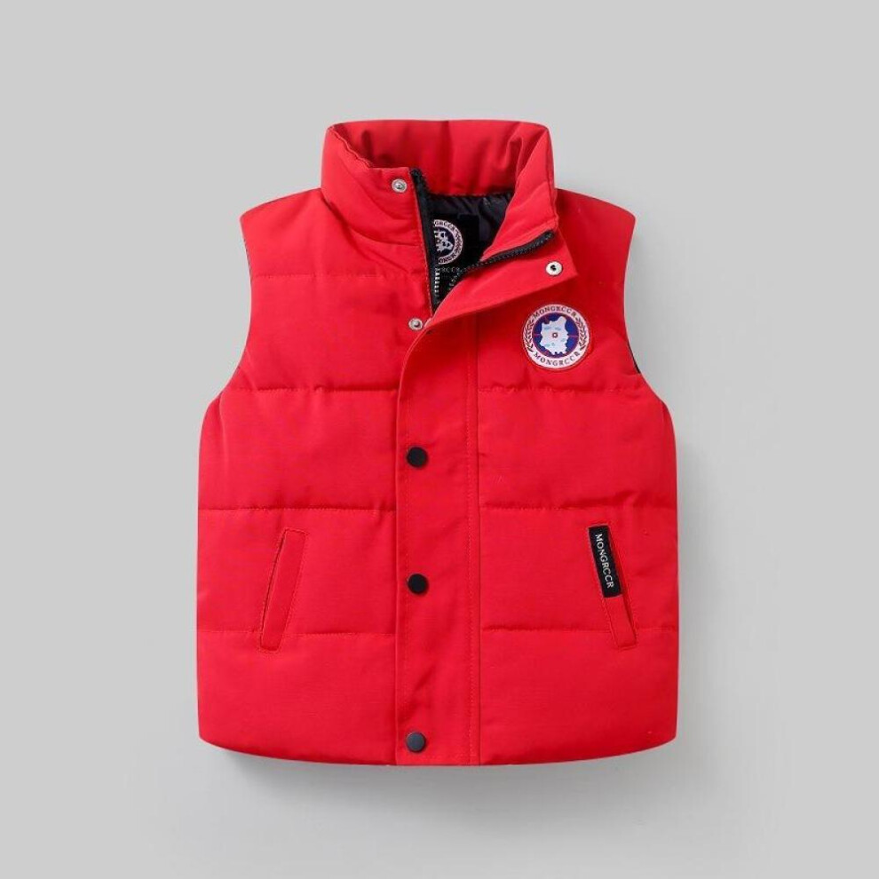 (red, 150cm) Big Goose Boys And Girls Down Vest White Duck Down Waistcoat Baby Student Vest
