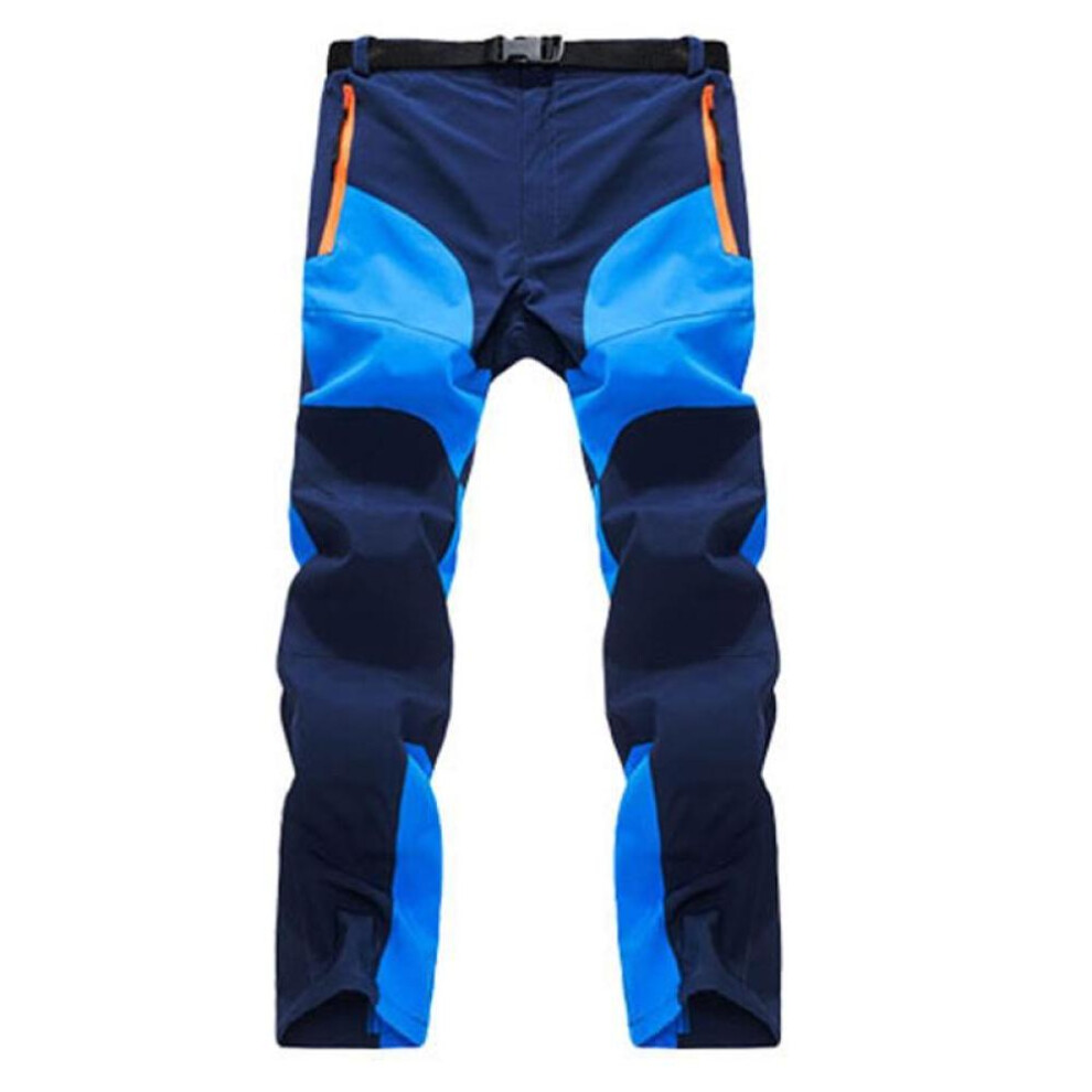 (blue, L) Outdoor Unisex Quick Drying Sun-protective Color-blocking Pants Man Waterproof Anti-uv Slim Trousers Woman Hiking Summer Precioustore