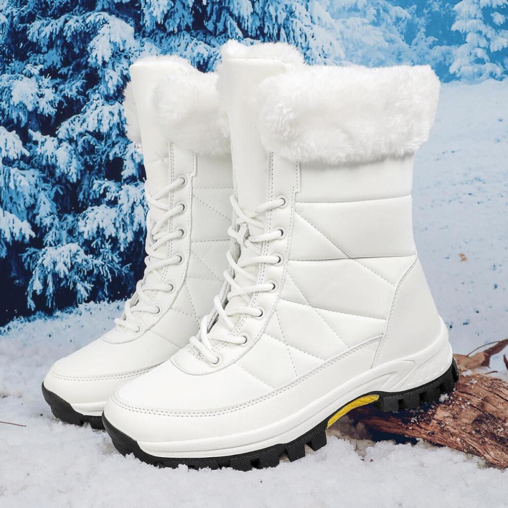 (white, 39) Tuinanle White Ankle Boots Women Winter Shoes Keep Warm Non-slip Black Snow Boots Ladies Lace-up Plus Size 42 Grey Boots