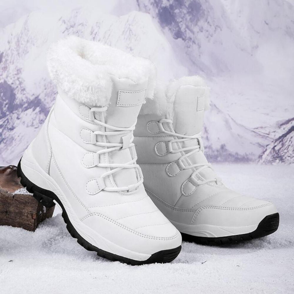 (white, 42) Mctin Women Winter Snow Boots Warm Platform Ladies Women's Shoes Fur Ankle Boots