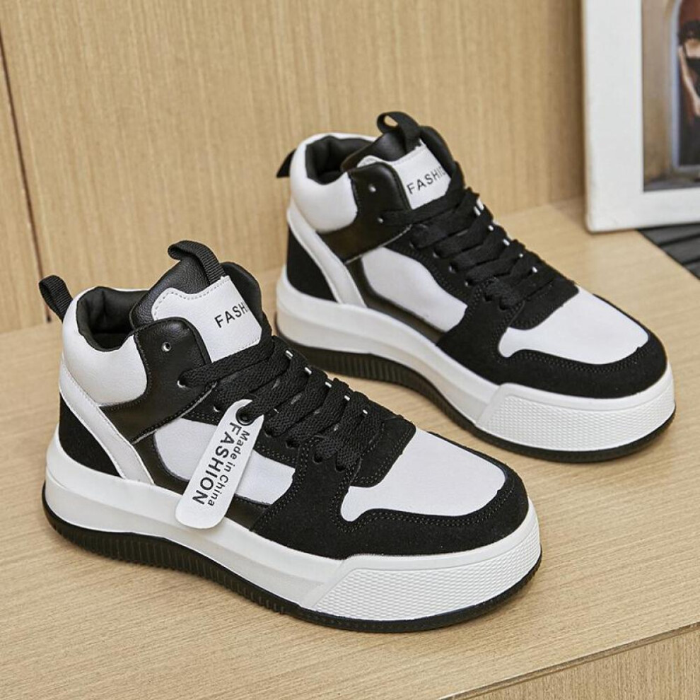 (black, 40) Mctin Shoes For Women Spring Fall Lace Up Chunky Sneakers Casual High Tops Walking Shoes Couples