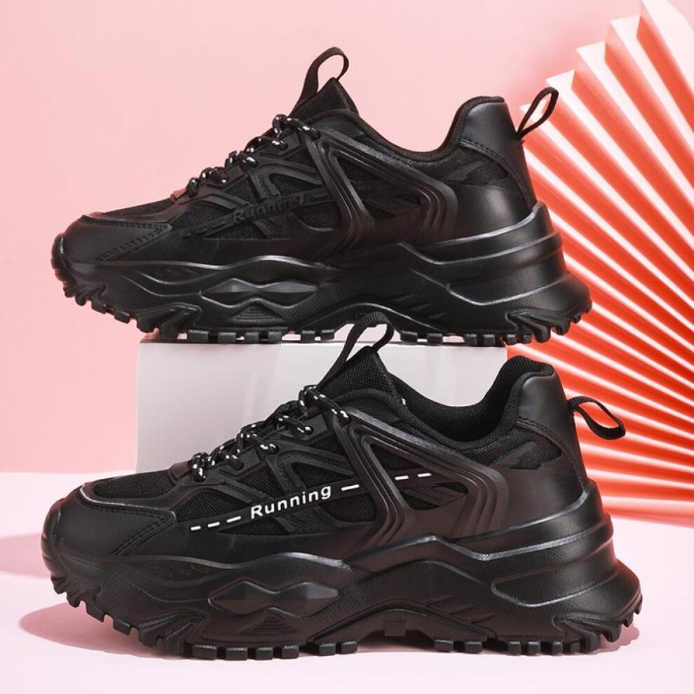 (black, 44) Mctin Chunky Sneakers For Women Breathable Platform Shoes Unisex Trainers Casual Jogging Shoes