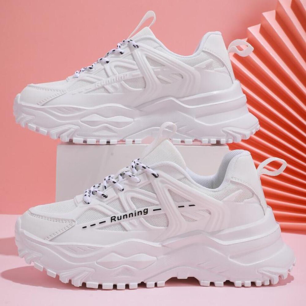 (white, 36) Mctin Chunky Sneakers For Women Breathable Platform Shoes Unisex Trainers Casual Jogging Shoes