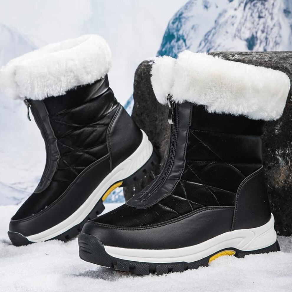 (black, 42) Tuinanle Snow Boots Women Waterproof Ladies Shoes Keep Warm Fur Plush Winter Woman Boots