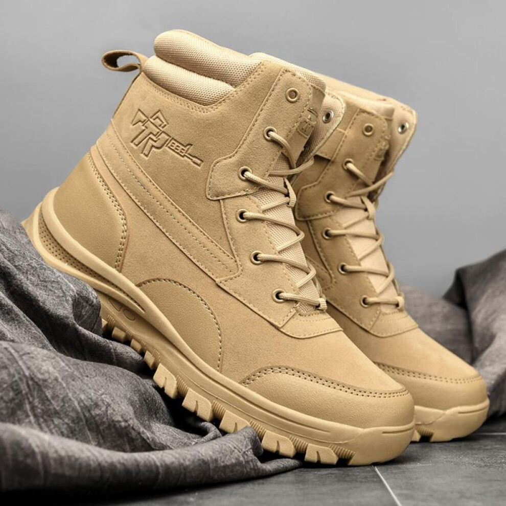 (beige, 45) Tuinanle Men Boots Winter Shoes Waterproof Men Desert Boots Autumn Winter Ankle Boots