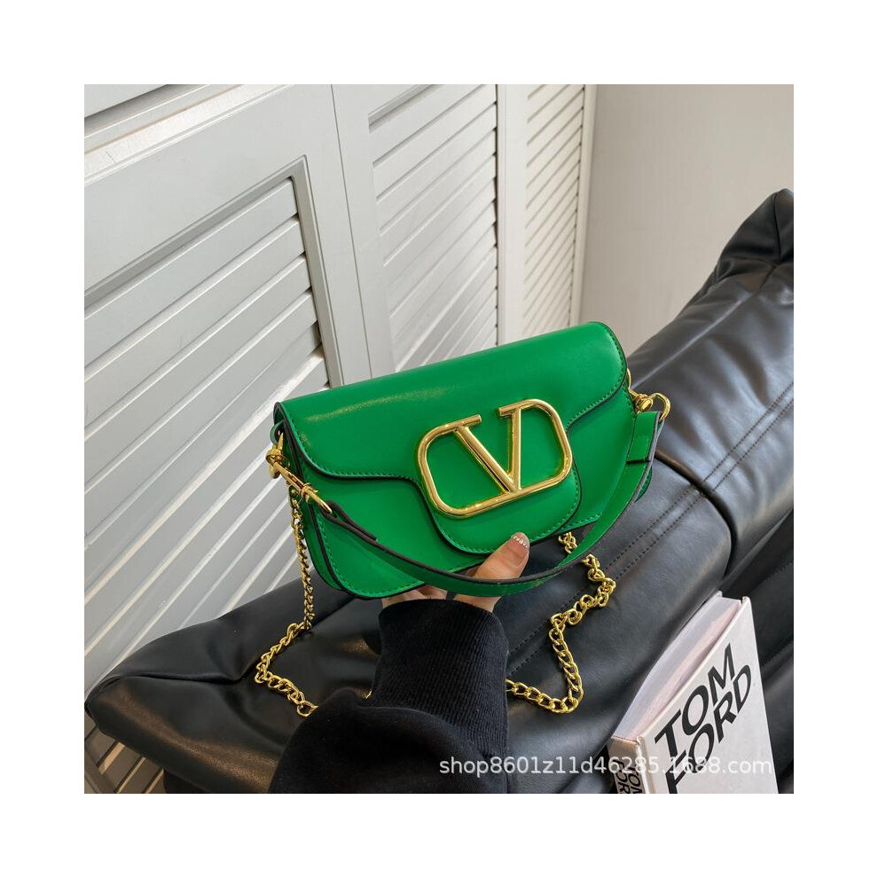 (Green) Underarm chain bag, new trendy shoulder bag, fashionable small square bag, textured hand-held crossbody bag