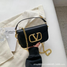 (Black) Underarm chain bag, new trendy shoulder bag, fashionable small square bag, textured hand-held crossbody bag