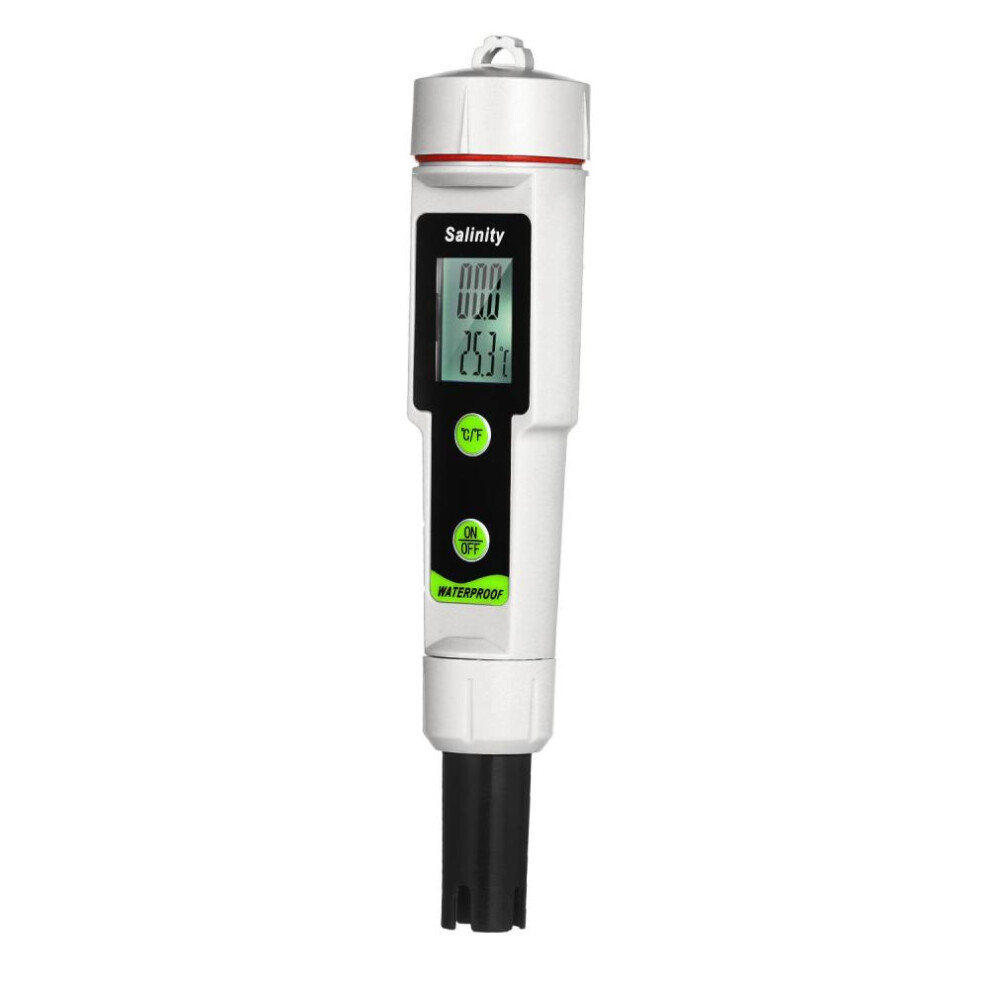 (silver gray) Salinometer Waterproof Salinity Test Pen 2-in-1 Salinity & Temperature Meter Portable Salinity