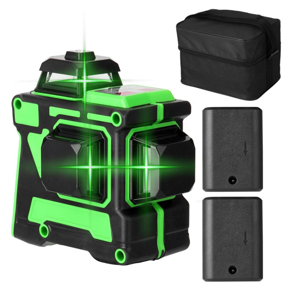 (multicolor, US plug two batteries) Multifunctional 3D 12 Lines Laser Level Tool Vertical Horizontal Lines With Self-leveling Function