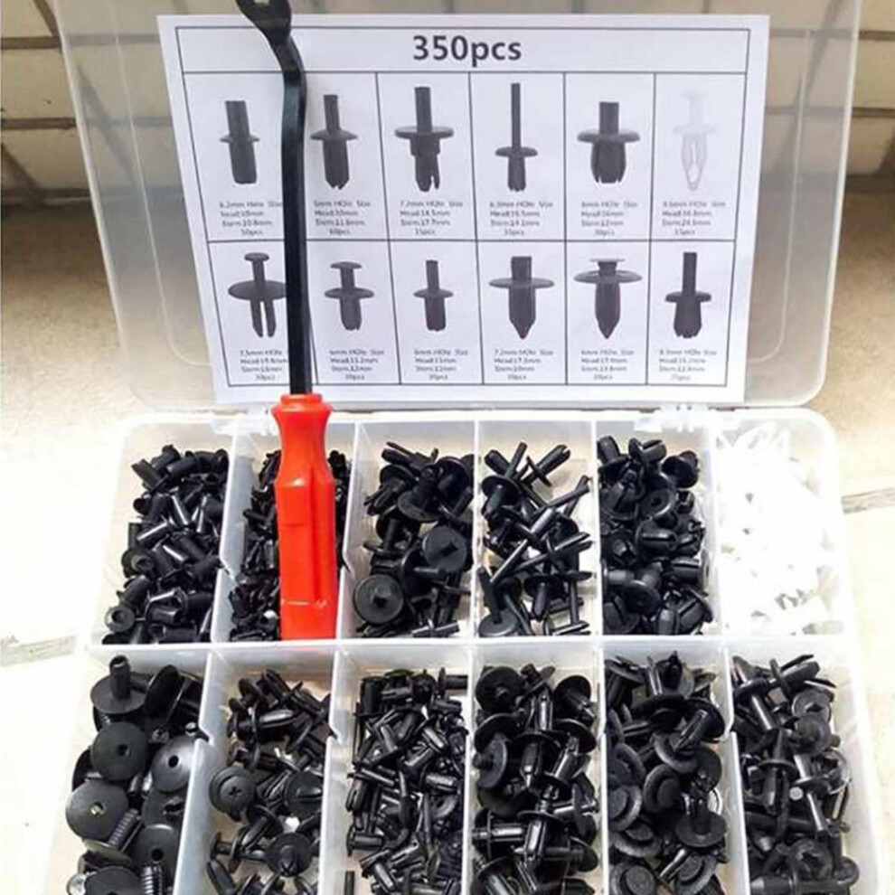 350Pcs Plastic Car Bumper Rivet Door Panel Fastener Trim Clip with Screwdriver