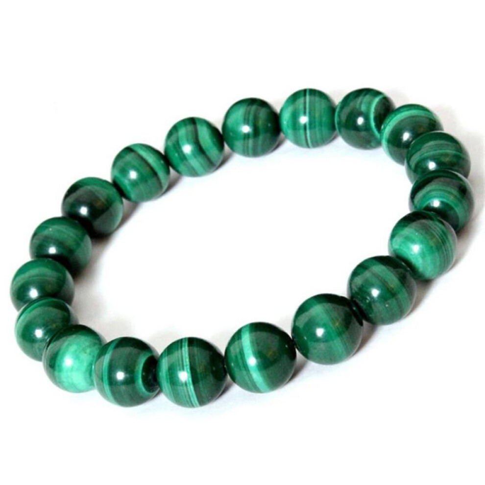 (as the picture, 8mm) 1pc Handmade Natural 8mm Green Malachite Round Gemstone Beads Stretch Bracelet