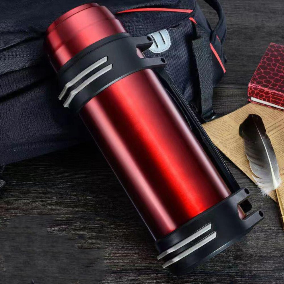 (red, 3L) 304 Stainless Steel Thermos Pot Outdoor Large-capacity Thermos Cup Men And Women Portable Car Travel Kettle Home Thermos