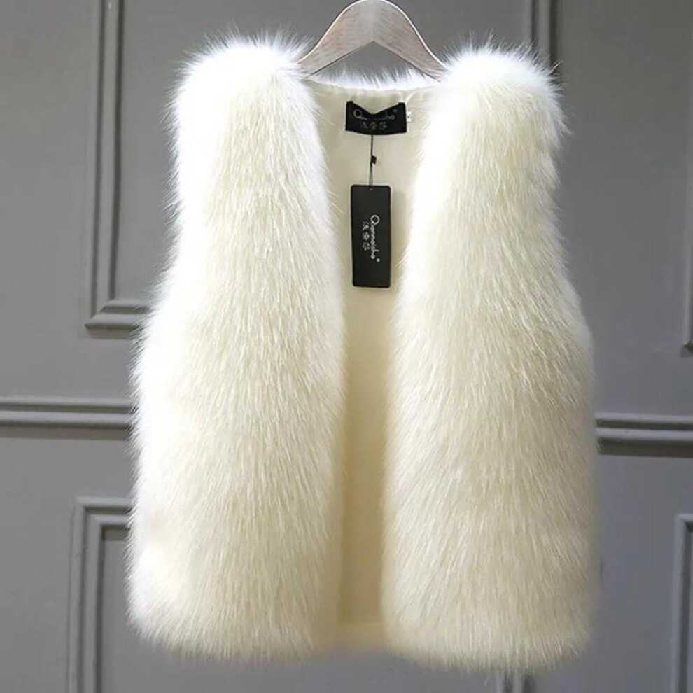 (white, XL) Autumn And Winter Women&apos;s Vest Fashion Mink Fur Vest Plus Plush Thick Plush Vest Jacket