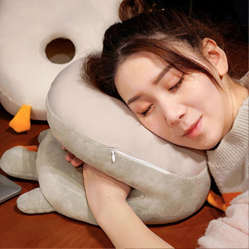 Nap Desk Sleeping Pillow Reduce Stress Multi Purpose Plush Nap Face Pillow for Office Grey 2