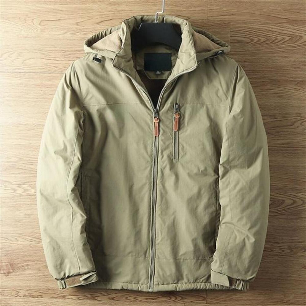 (khaki, 4XL) Waterproof Jacket Outdoor Hiking Trekking Thin Jacket With Hood Spring Autumn Windbreaker Hooded Jacket Mens Coats