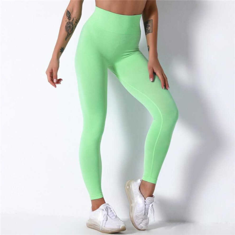 (green, S) Seamless Yoga Pants Nessaj Push Up Leggings Women Summer Workout Nylon Breathable Slim Jeggings