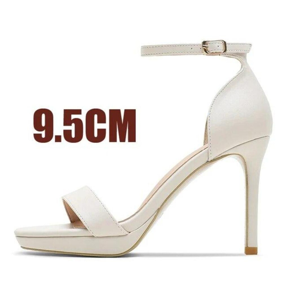 (silver, 33) Summer Sandals Women Wedding Shoes 8cm High Heels Simplicity Basic Sandals Apricot Black Heels Leather Pumps Lady